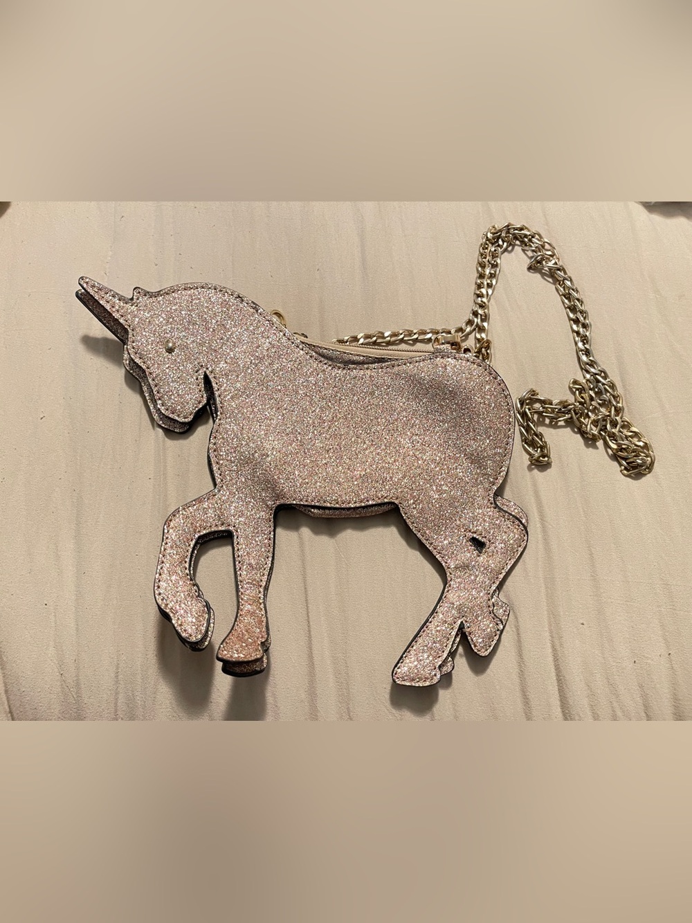Kids Glitter Unicorn Crossbody Purse Rose Gold